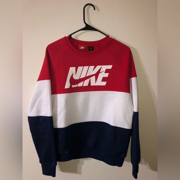 nike air crewneck sweatshirt white black red